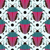 Bright bugs with stripes. Cute beetles. Seamless pattern with cartoon element. vector