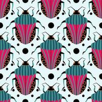 Bright bugs with stripes. Cute beetles. Seamless pattern with cartoon element. vector