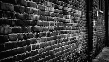 Rough old brick wall built with weathered stone material photo