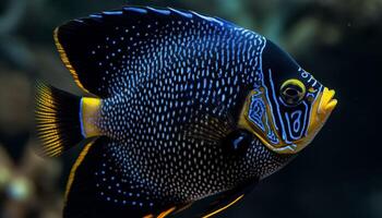 Vibrant clown fish swims in multi colored reef, spotted by scuba diver generated by AI photo