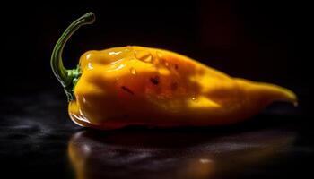 Ripe yellow bell pepper adds spice to healthy vegetarian meal generated by AI photo