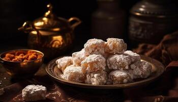 Homemade shortbread cookie stack, a sweet temptation for indulgence generated by AI photo