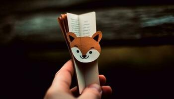 Cute mammal holding book symbolizes learning and inspiration in nature generated by AI photo