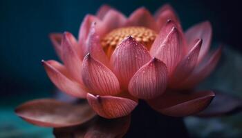 Tranquil lotus pond symbolizes spirituality and beauty in nature generated by AI photo