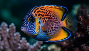 Vibrant clown fish in multi colored reef showcase natural beauty generated by AI photo