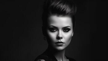 Beautiful women, portrait of a fashion model, elegance in monochrome generated by AI photo