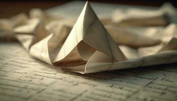 origami velero Guías el camino para náutico exploración y descubrimiento generado por ai foto