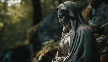 Statue of Mother Mary, symbol of love and spirituality generated by AI photo