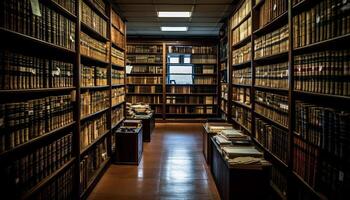 A large collection of old hardcover books in a bookstore generated by AI photo