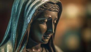 Praying women meditating on spirituality, surrounded by ancient cultures generated by AI photo