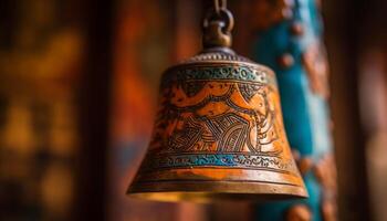 Handbell ringing, spirituality and tradition in ancient East Asian cultures generated by AI photo