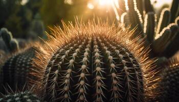 agudo espinas en suculento planta, claveteado hoja, belleza en naturaleza generado por ai foto