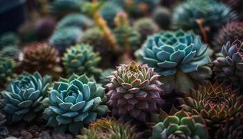 Fresco suculento planta crecimiento en naturaleza orgánico belleza al aire libre generado por ai foto