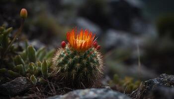 Sharp thorns protect succulent plant beauty in nature heat generated by AI photo