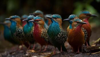 majestuoso abeja comensal encaramado en rama, vibrante colores en primer plano generado por ai foto