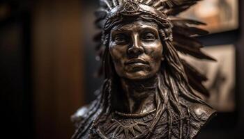 Indigenous sculpture symbolizes spirituality and history in antique cultures generated by AI photo