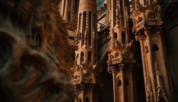 gótico basílica, símbolo de espiritualidad y francés cultura, iluminado a noche generado por ai foto