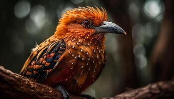 majestuoso halcón encaramado en rama, sus pico y ojo enfocado generado por ai foto