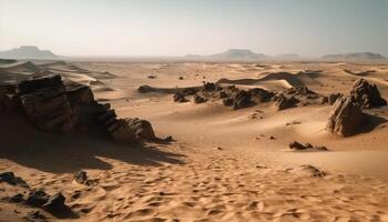 majestuoso arena dunas en África, un remoto belleza en naturaleza generado por ai foto