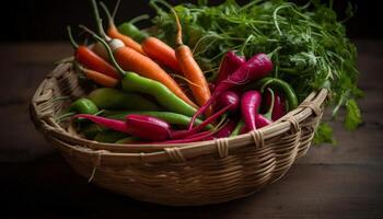 Healthy vegetarian meal salad with ripe vegetables and fresh ingredients generated by AI photo