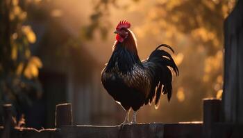 amarillo gallito soportes majestuoso en el salvaje, lleno de vitalidad generado por ai foto