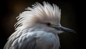 Elegant egret perching on branch, its beak in focus generated by AI photo