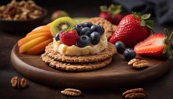 Fresco baya postre hecho en casa horneado frambuesa y arándano galletas generado por ai foto