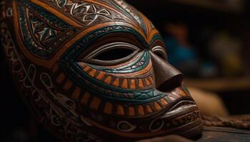 Ancient African mask, a souvenir of indigenous culture and tradition generated by AI photo