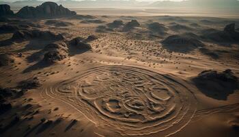 panorámico belleza en naturaleza arena dunas onda en puesta de sol calor generado por ai foto