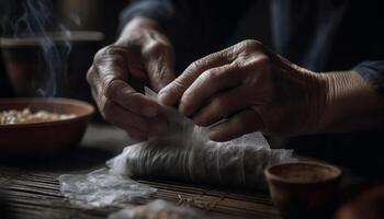 artesano manos hábilmente crear hecho en casa cerámica en taller generado por ai foto