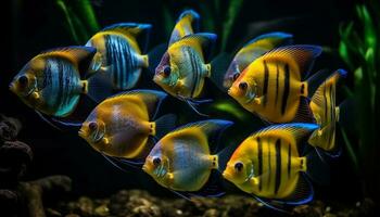 Vibrant colors of tropical fish in a Caribbean reef paradise generated by AI photo