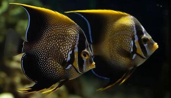 Clown fish in striped reef, beauty in nature underwater paradise generated by AI photo