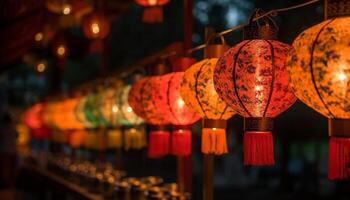 Vibrant paper lanterns illuminate Beijing Chinese Lantern Festival celebration generated by AI photo