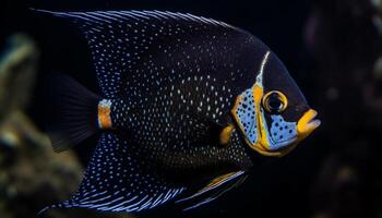 Vibrant clown fish in multi colored reef, swimming in saltwater generated by AI photo