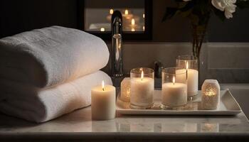 Luxury candlelit spa treatment for ultimate relaxation and wellbeing generated by AI photo