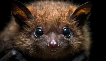 wild bat face view front animal character generated by AI photo