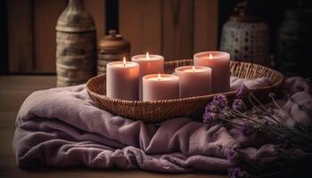 natural luz de una vela y aromaterapia crear un relajante spa tratamiento ambiente generado por ai foto