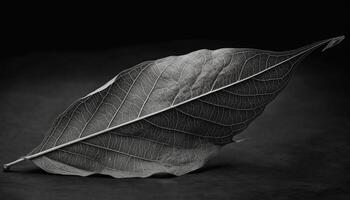 Monochrome leaf vein symbolizes fragility and growth in nature design generated by AI photo