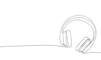 Line art, headphones. Isolated headphones one line continuous outline vector illustration.