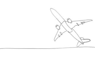 Line art, plane. Isolated plane one line continuous outline vector illustration.