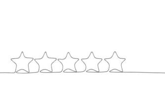 Stars rating isolated on white background. One line continuous stars rating. Line art outline vector illustration.