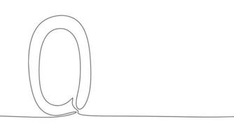 Number 0. One line continuous number zero isolated on white background. Line art, outline, vector illustration.