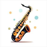 Black with gold saxophone. Wind musical instrument. Vector illustration for design.