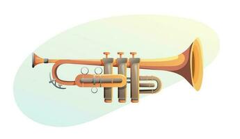 Golden trumpet instrument. Brass musical instrument. Vector illustration for design.