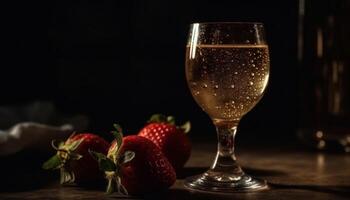 Organic berry cocktail on rustic table, a refreshing summer luxury generated by AI photo