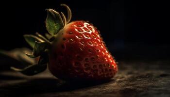 Juicy ripe strawberry, a healthy snack for a refreshing summer generated by AI photo