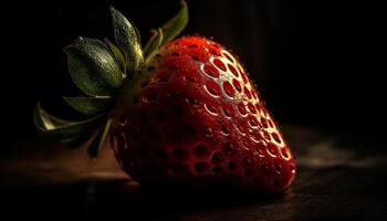 Organic strawberry dessert, a healthy and juicy summer snack generated by AI photo