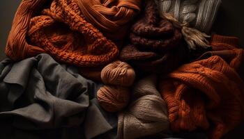 multi de colores pelota de lana para tejido de punto cálido, mullido invierno ropa generado por ai foto