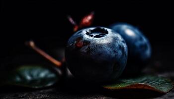 Juicy blueberries, fresh from nature organic bowl of refreshment generated by AI photo