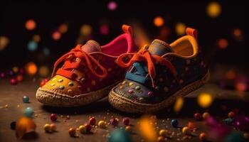 nuevo Deportes zapato par con vibrante colores para invierno temporada generado por ai foto